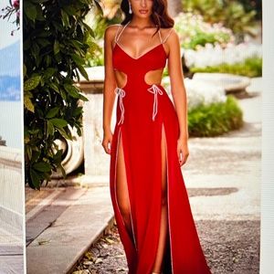 Alamour red satin prom/formal occasion dress. XS